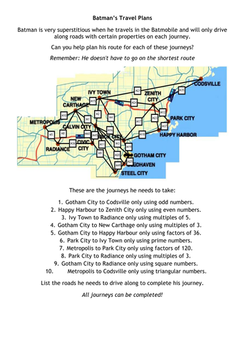 Batman's Travel Plans - Properties of Number