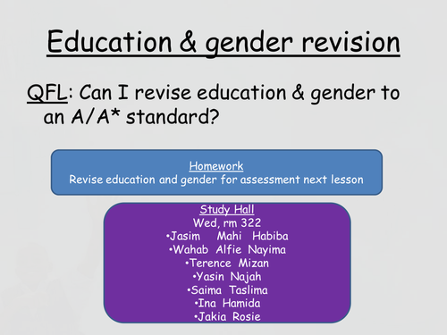 Education & gender essay plan