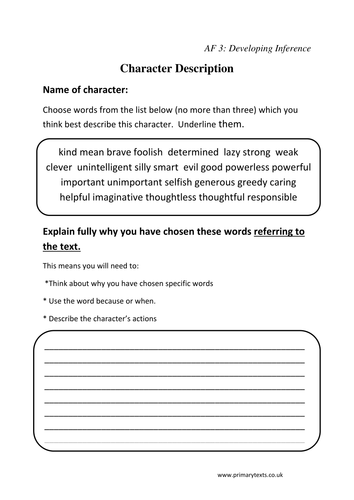 Reading Tasks linked to Assessment Focuses