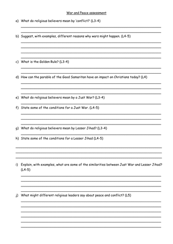 War and peace assessment