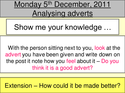 Writing AF2AF3 Analysing ads Ofsted Outstanding