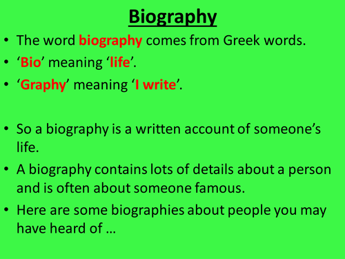 features of a biography lesson