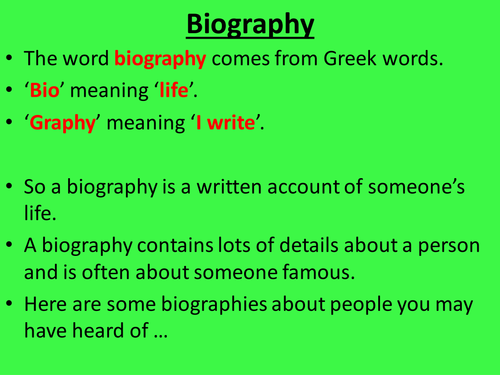 example of a biography year 6