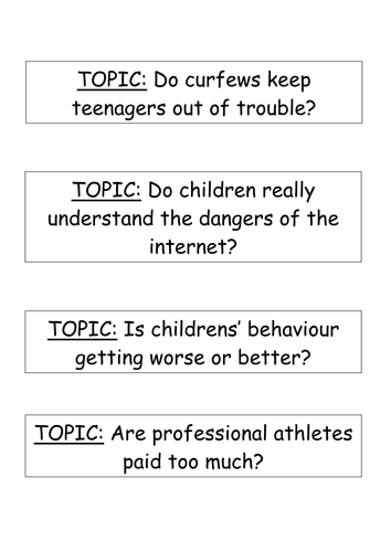 Debate Topics for Speaking & Listening