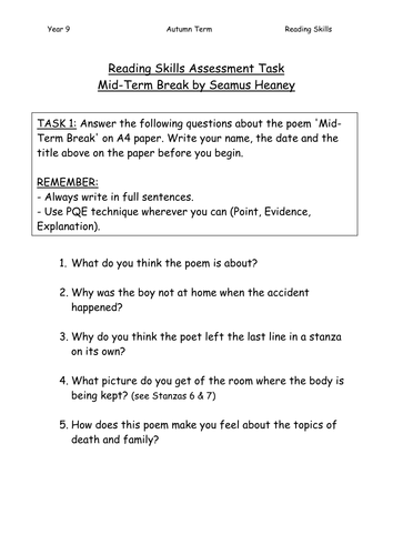 Using Poetry* to assess Reading Skills