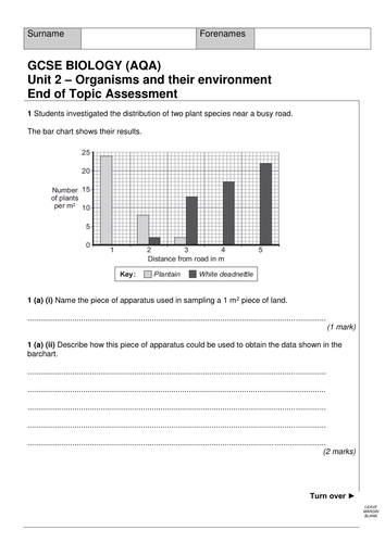 NEW AQA B2.4 Organisms in their environment rev