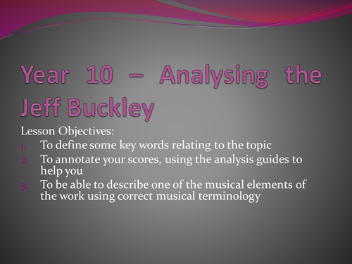 Analysis of the Jeff Buckley