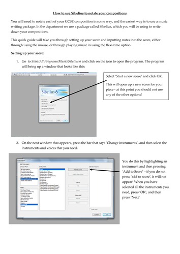 Using Sibelius to notate compositions