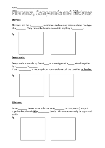 Elements compounds and mixtures