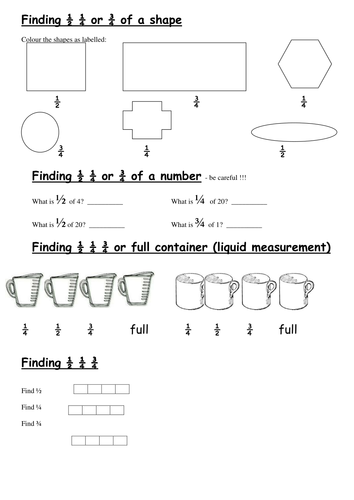 half quarter three quarters worksheets by nicolamiddleton