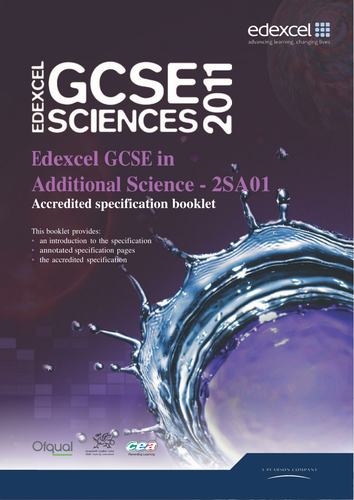 Edexcel Additional GCSE Science Spec WORD FORMAT
