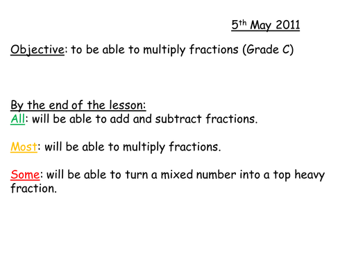 Multiplying Fractions Level 7 Grade C