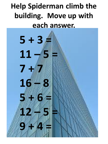 Spiderman maths addition and subtract game