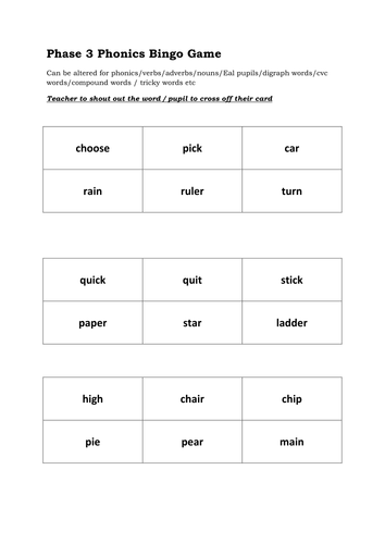 phase 3 phonics games teaching resources