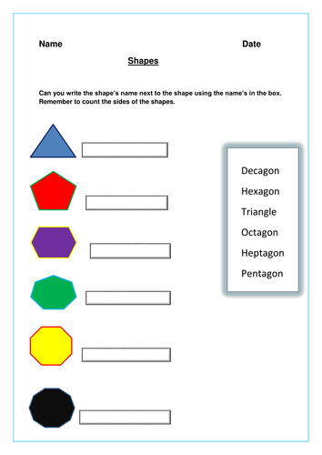 Shapes worksheet | Teaching Resources