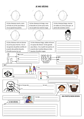 je me décris  describing yourself in French