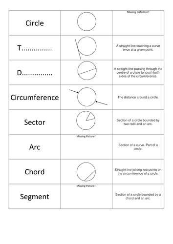 Circle Pieces: Definitions - Matching Triples Game