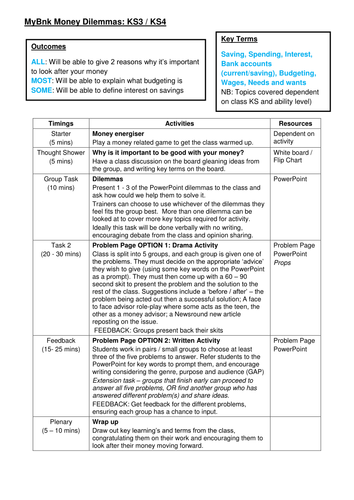 Money Dilemmas - Teacher/Trainer Guide