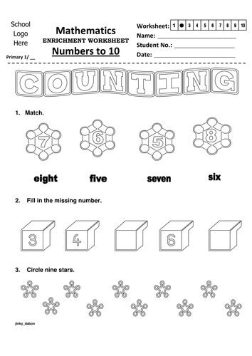 KS1 Numbers to 10 Worksheet