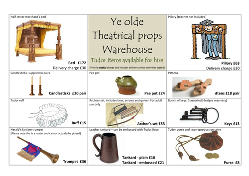 Tudor artefacts sheets useful for addition & more