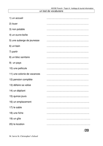 Edexcel igcse french topic a at home abroad teaching resources