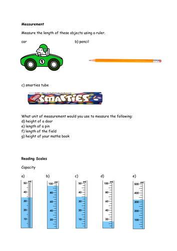 Reading scales and measures | Teaching Resources