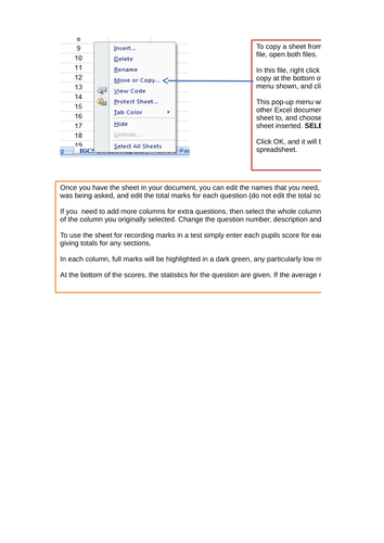 Detailed Test Marking Template