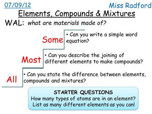C1.1 Elements, compounds & mixtures for SEN
