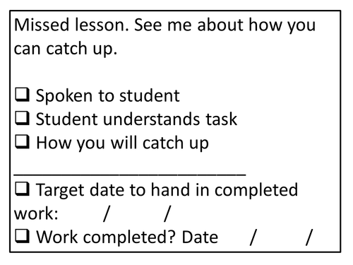 Student absence classbook follow up label