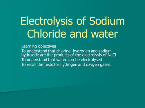 Electrolysis of sodium Chloride and water