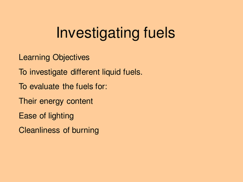 Investigating fuels