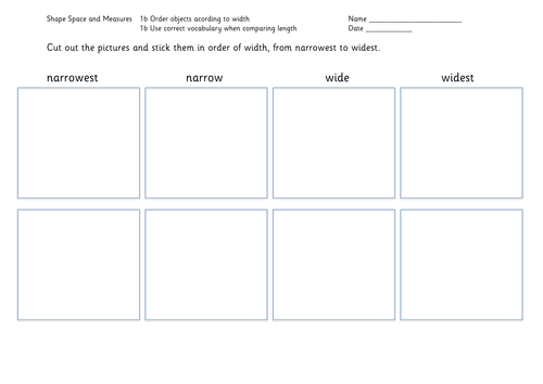 Order objects by width