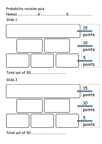Probability revision quiz