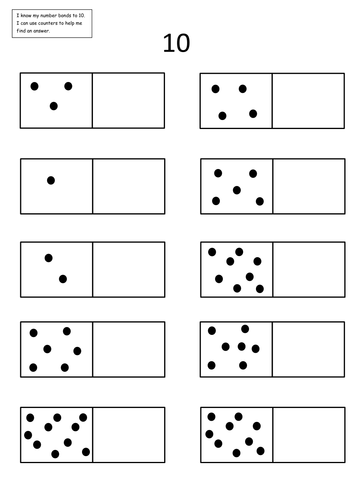 addition domino worksheets kindergarten Tes Bonds 10 by  Number smorgan89 Resources and 5   Teaching