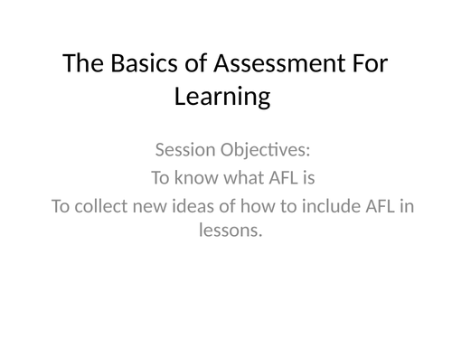 AFL Whole Staff Training PP - For Teachers
