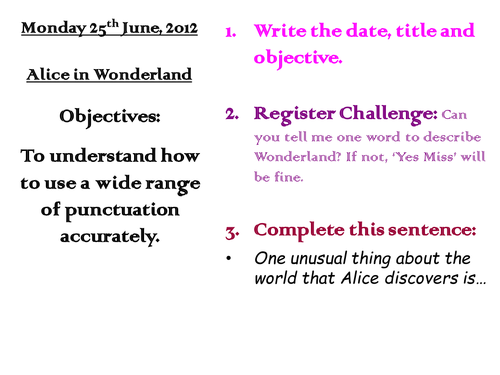 Alice In Wonderland Punctuation lesson