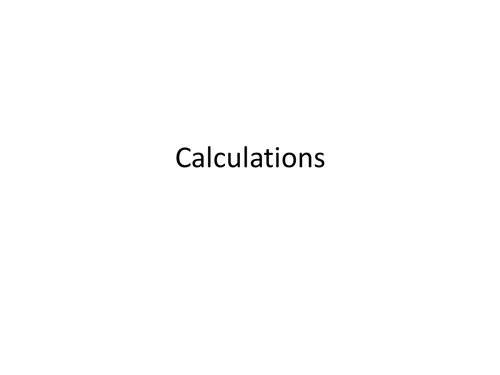 Calculations Quik Quiz activity