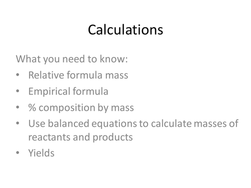 Calculations Revision Tasks