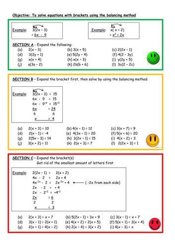 Solve equations with brackets by balancing by aingarth 