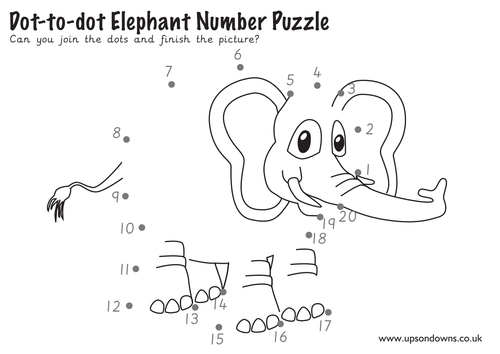 Dot-to-dot elephant number puzzle