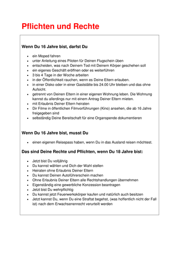 Pflichten und Rechte