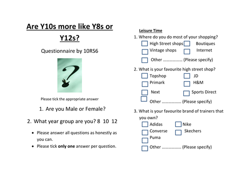Maths Questionnaire