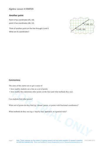 Algebra Starter - Another Point