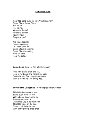 Xmas songs 2006 | Teaching Resources