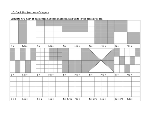 ks2 shading of Teaching  stub484 Finding by  shapes fractions