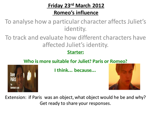 Romeo & Juliet: Juliet's Identity: Lesson Plan!