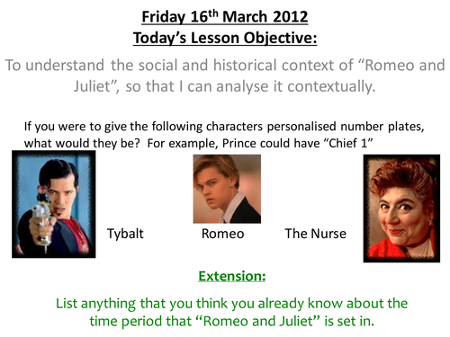 Romeo & Juliet: Social Historical Context Lesson