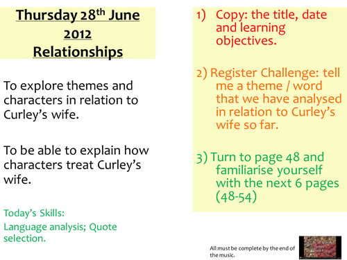Of Mice and Men - Curley's wife & how characters