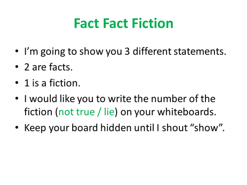 Fact Fact Fictuon Quiz Starter The Bible