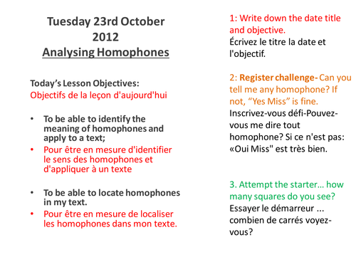 Level 2 to 3 Writers Homophone Refresher